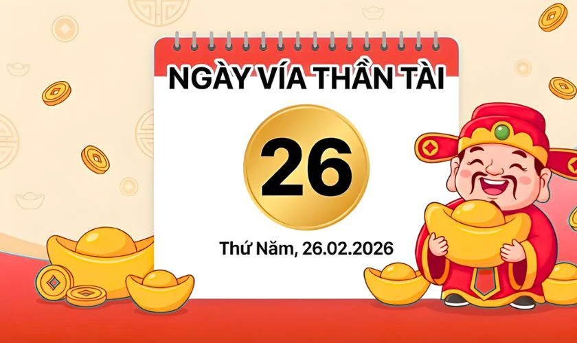 Còn bao nhiêu ngày nữa đến ngày vía Thần Tài 2026?