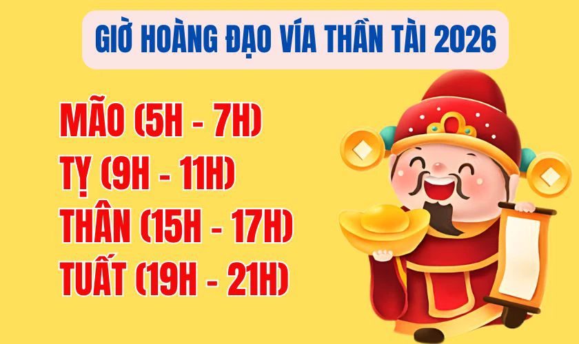 Giờ hoàng đạo ngày vía Thần Tài 2026