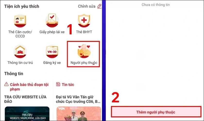 Cách đăng ký người phụ thuộc trên VNeID