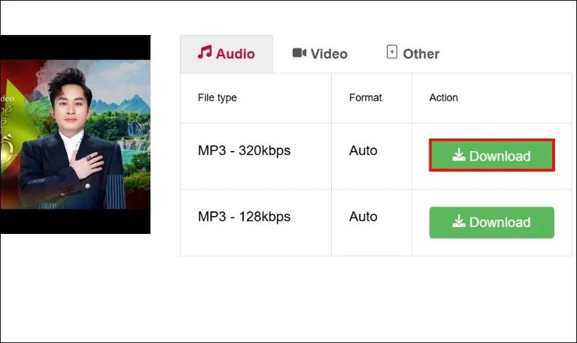 Bấm vào nút Download để tải nhạc