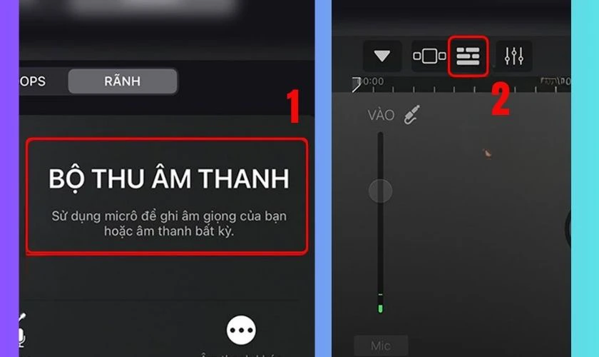 Mở GarageBand, chọn Bộ thu âm thanh