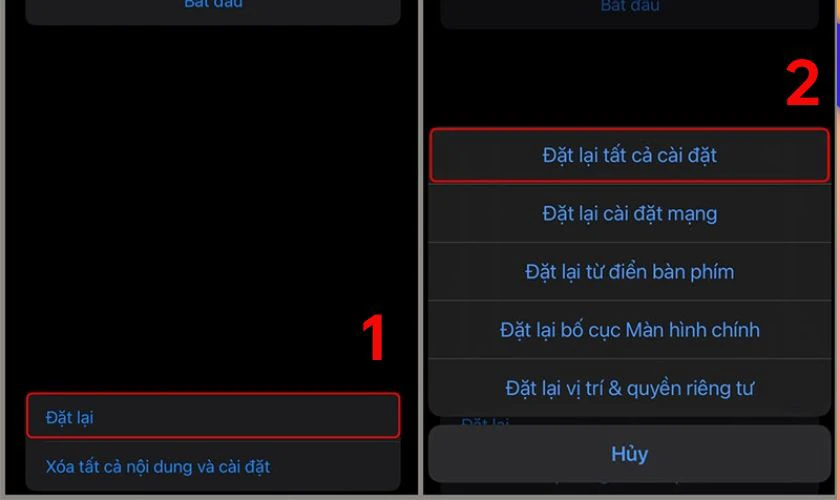 Đặt lại tất cả cài đặt