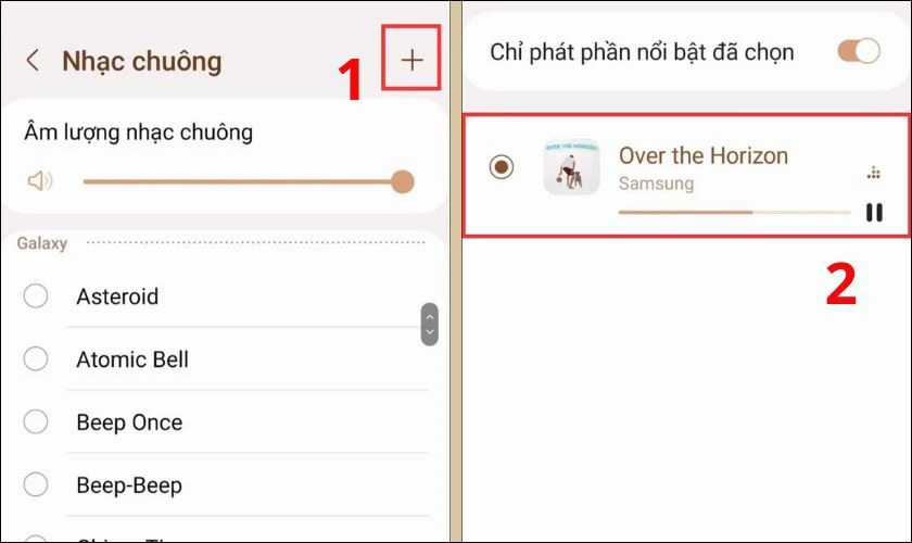 Chọn “Thêm nhạc chuông” hoặc biểu tượng dấu cộng