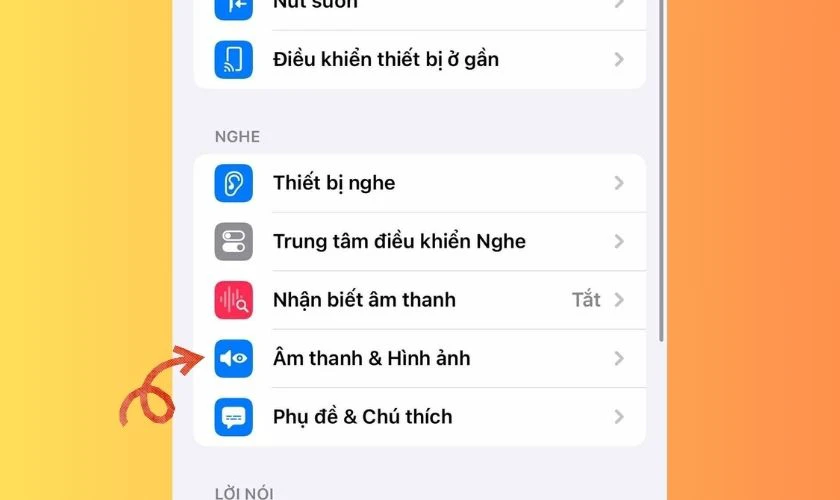 Trong mục Trợ năng, chọn Âm thanh/Hình ảnh