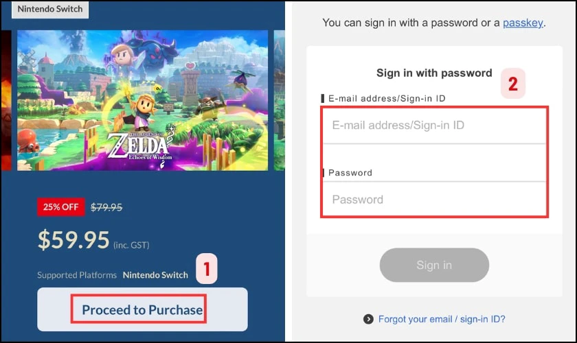 Tiến hành mua hàng