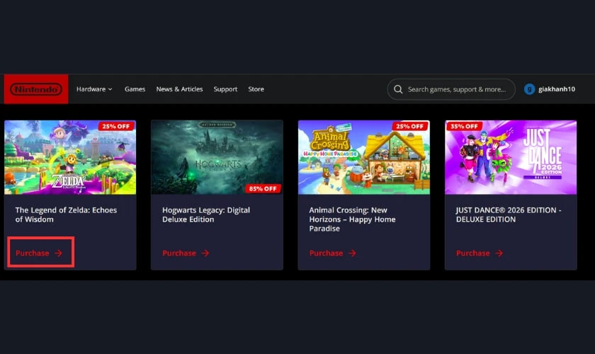 Cách mua game với giá khuyến mãi trên Nintendo