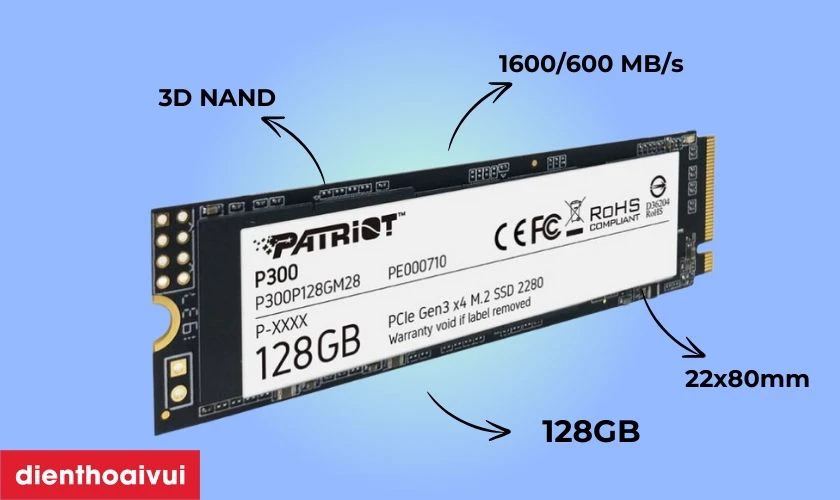 Giới thiệu ổ cứng laptop SSD PATRIOT P300 M2 PCIE NVME 2280 128GB