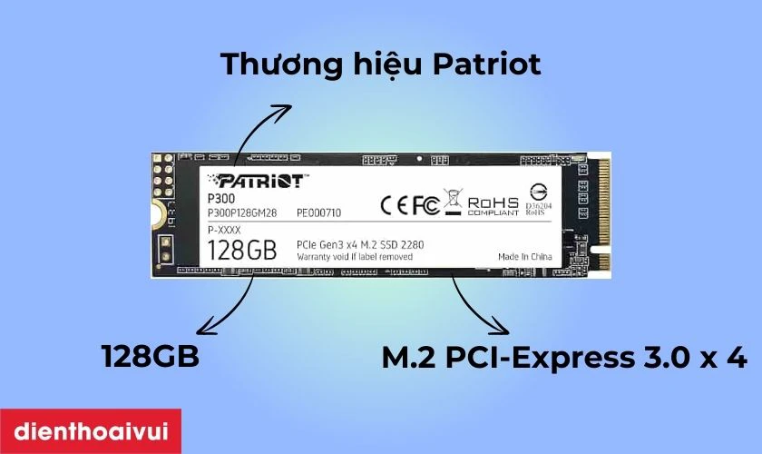 Thông tin sản phẩm SSD PATRIOT P300 M2 PCIE NVME 2280 128GB