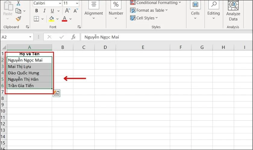 Sử dụng tổ hợp phím tắt để gạch ngang chữ trong Excel 
