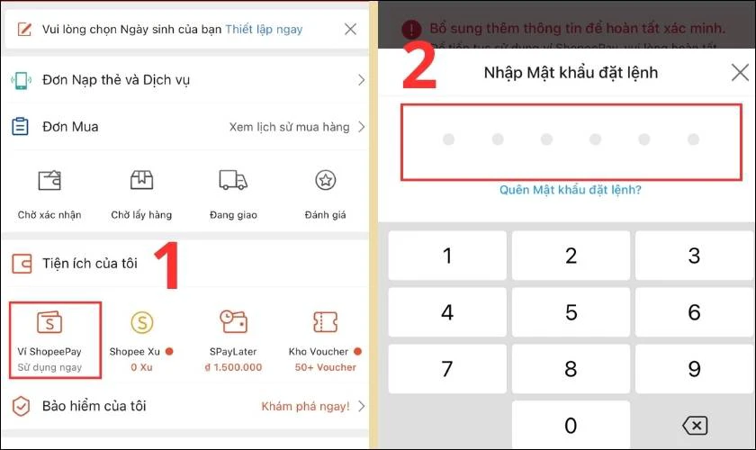 Vào mục Tiện ích của tôi và nhấn chọn Ví ShopeePay