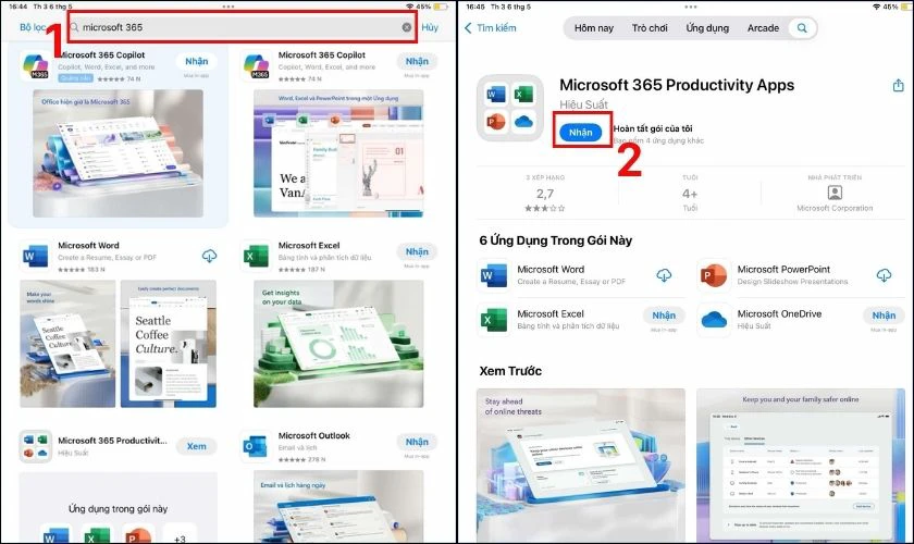 Tải ứng dụng Microsoft Office từ kho ứng dụng