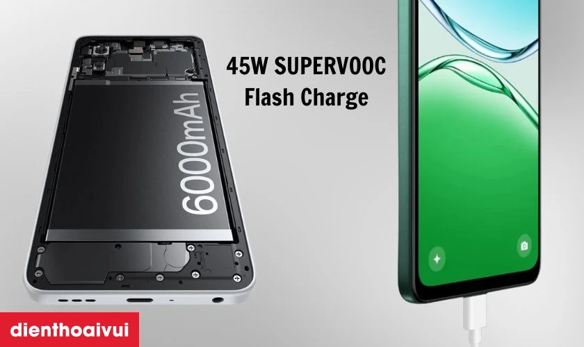 Pin dung lượng lớn 6000mAh, sạc nhanh 45W