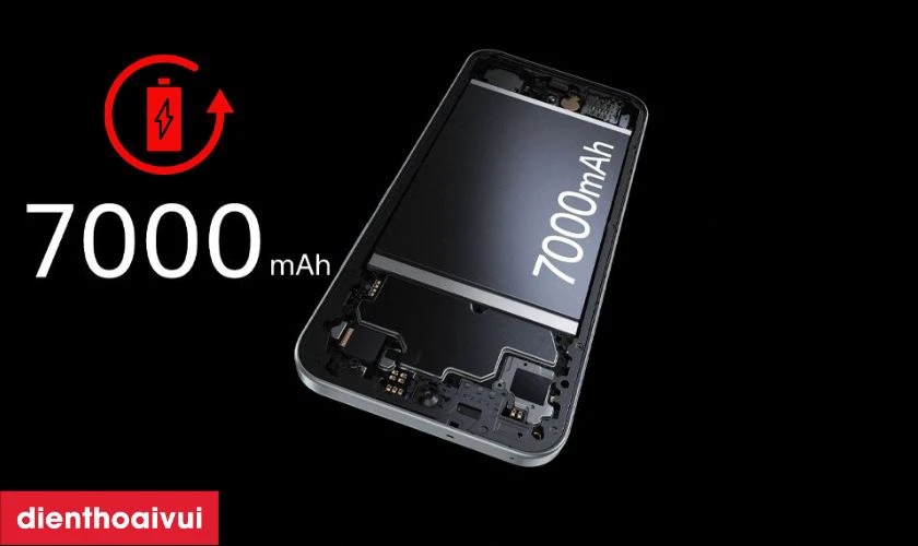 Pin dung lượng lớn 7000mAh, sạc nhanh 80W
