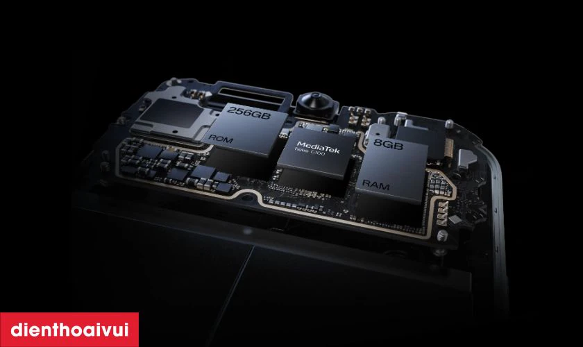 Trang bị chip MediaTek Helio G100, RAM 8GB và bộ nhớ trong 256GB