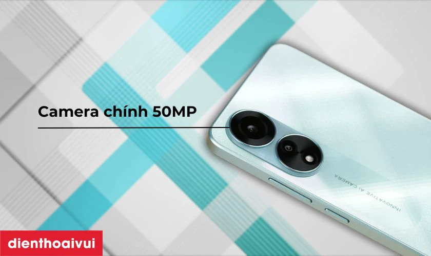 Cụm camera sau của OPPO A78 được thiết kế bắt mắt với hình dạng viên thuốc