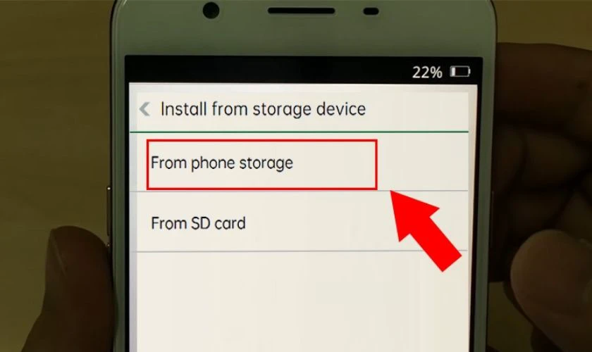 Chọn mục From phone storage