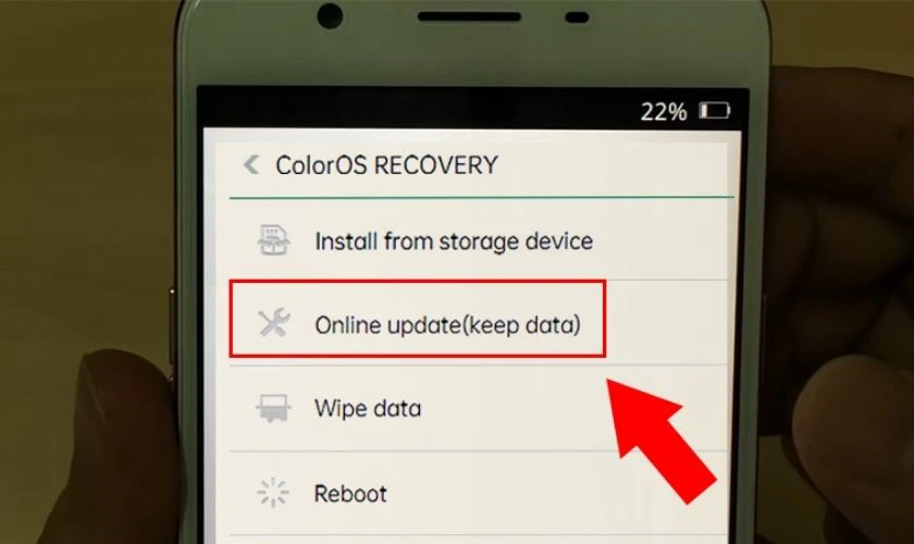 Nhấn chọn Online update (keep data)