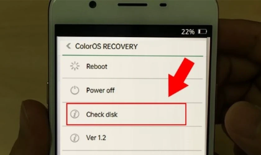 Sử dụng lệnh Check disk trong ColorOS Recovery