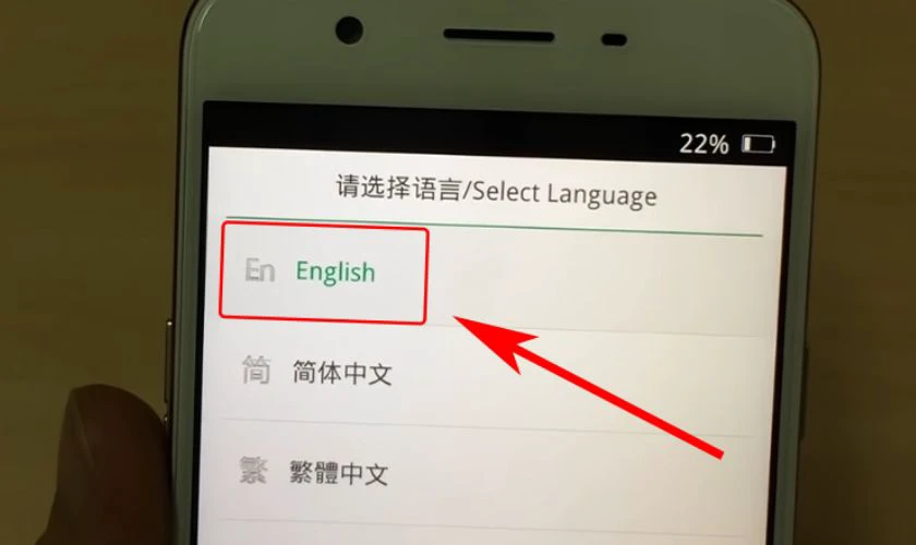 Đến mục Select language và chọn English