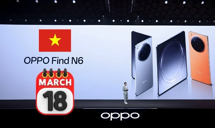 OPPO Find N6 ra mắt tại Việt Nam vào lúc 19h ngày 18/03/2026
