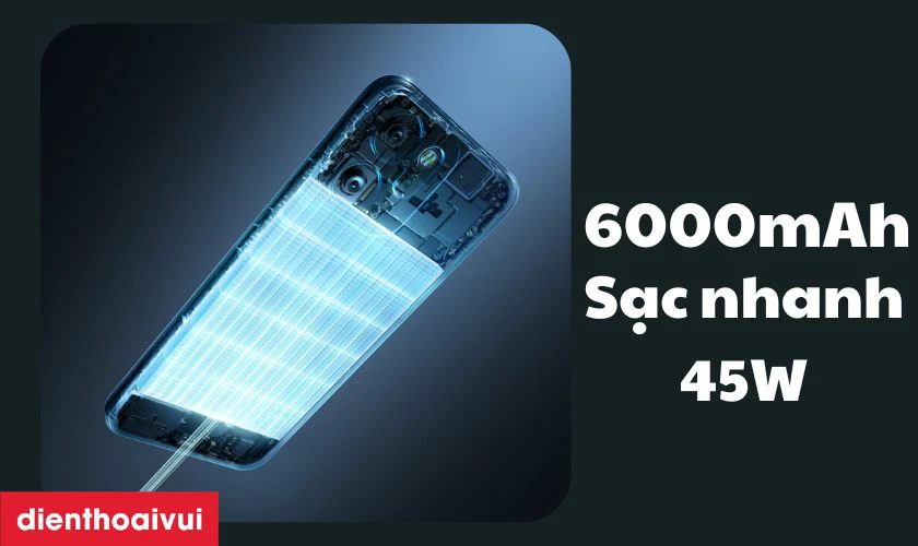 Pin "khủng" 6.000 mAh k&egrave;m sạc nhanh 45W