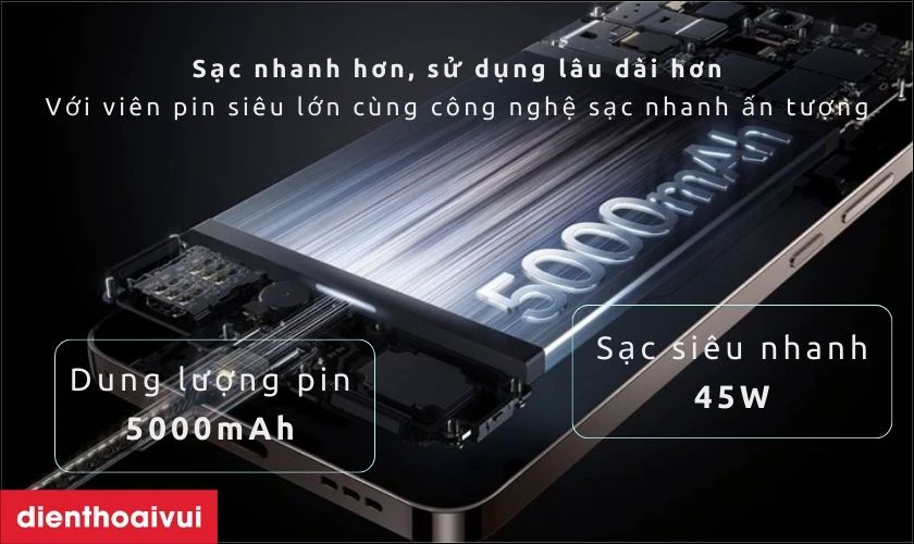 Hỗ trợ sạc nhanh 45W