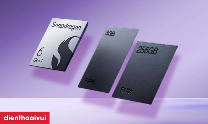 M&aacute;y sử dụng con chip Snapdragon 6 Gen 1 5G c&oacute; tốc độ xử l&yacute; ổn định