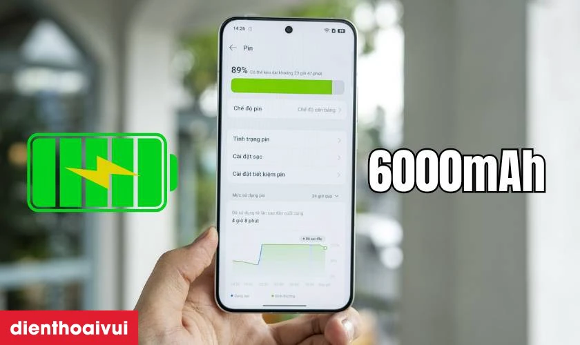Pin 6000mAh si&ecirc;u lớn