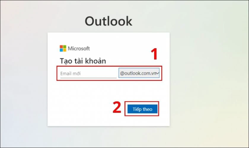 Tiếp theo, bạn nhập địa chỉ Email rồi nhấn Tiếp theo