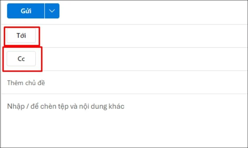 Trong cửa sổ mới, nhập tên hoặc địa chỉ email của người nhận vào mục Tới