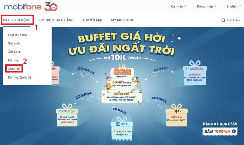 Mua đầu số 0775 online tại nhà trên trang web MobiFone