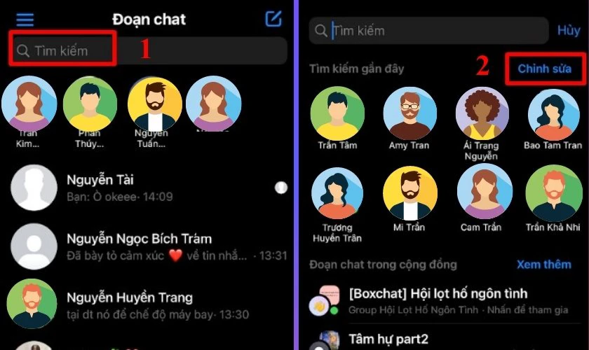 Cách xóa hàng loạt gợi ý tìm kiếm trên Messenger