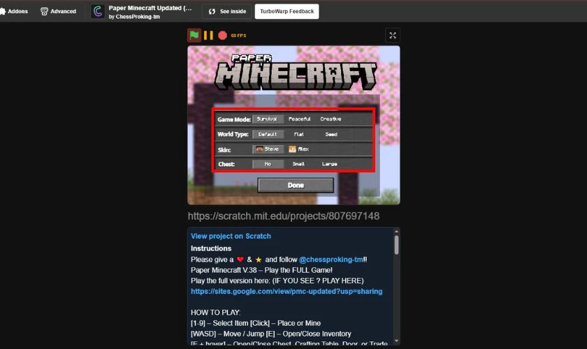 Thiết lập Game Mode