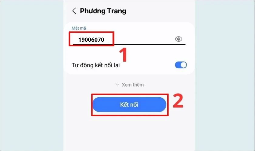 Nhập pass Wifi
