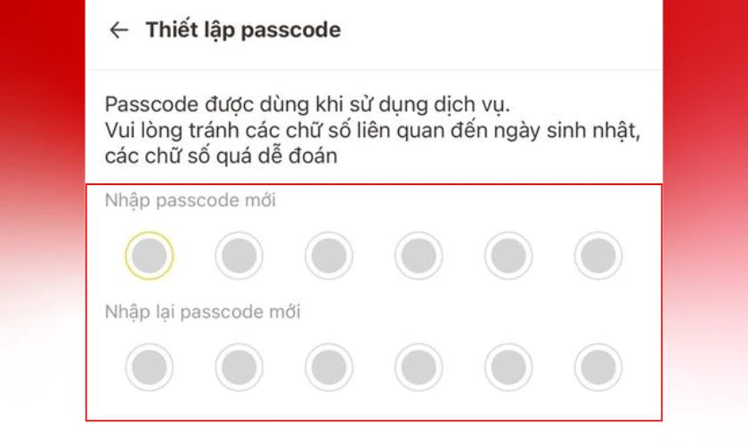 Thiết lập Passcode VNeID mới