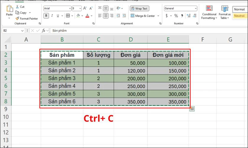 Chọn nội dung cần sao chép vào clipboard