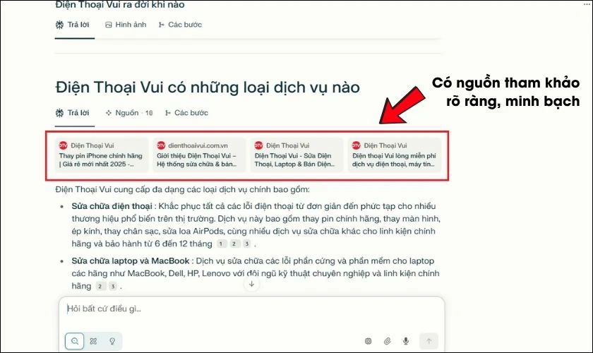 Có nguồn tham khảo rõ ràng, minh bạch