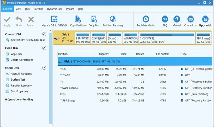 Phần mềm chia ổ cứng MiniTool Partition Wizard