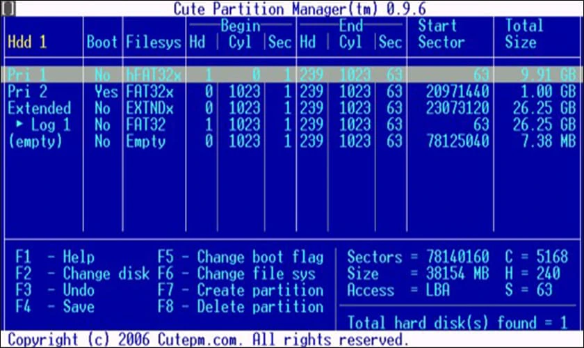 Phần mềm chia ổ cứng Cute Partition Manager