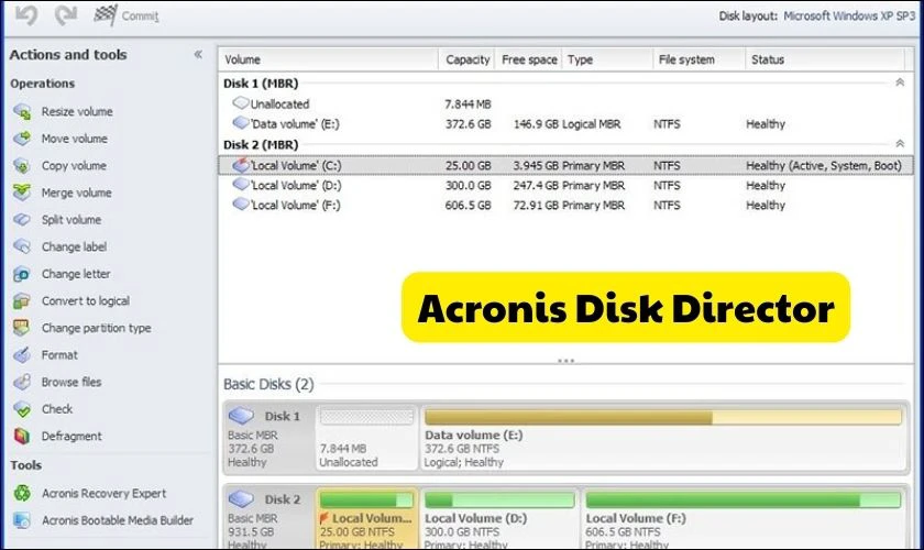 Phần mềm Acronis Disk Director - Phần mềm tối ưu hoá ổ cứng