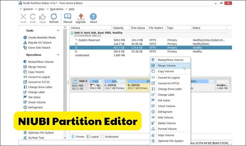 Phần mềm NIUBI Partition Editor - Quản lý ổ cứng miễn phí trên Windows