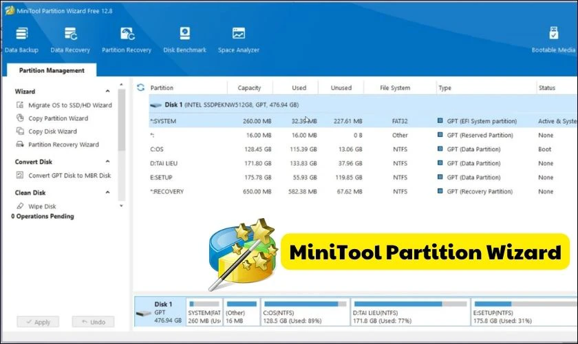 MiniTool Partition Wizard - Định dạng ổ cứng dễ sử dụng