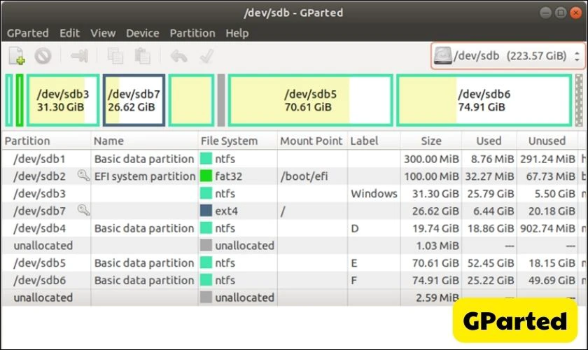 GParted - Phần mềm chia ổ cứng miễn phí