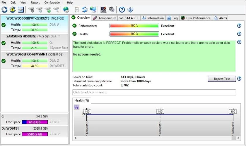 Phần mềm kiểm tra ổ cứng HDD và SSD online Hard Disk Sentinel