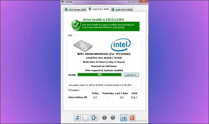 Phần mềm kiểm tra ổ cứng SSD Life