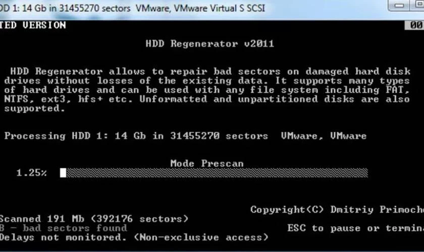 Phần mềm test ổ cứng online HDD Regenerator