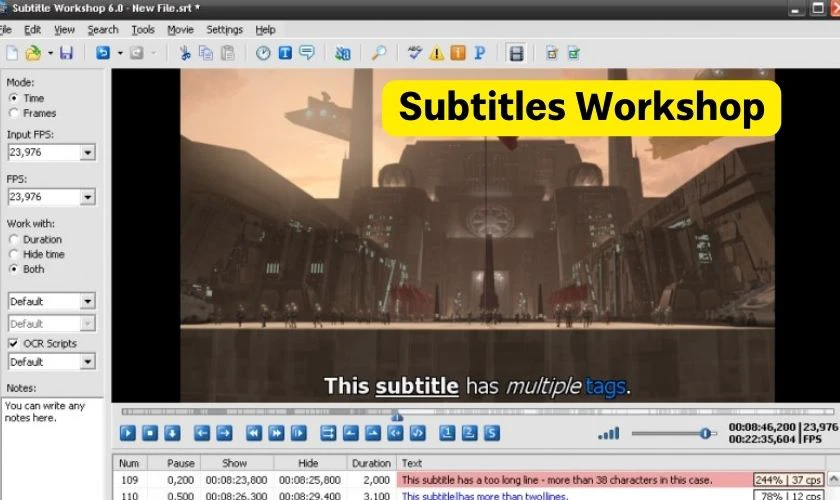 Phần mềm dịch phụ đề Subtitles Workshop