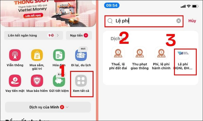Thanh toán lệ phí thi Đánh giá năng lực 2025 qua Viettel Money