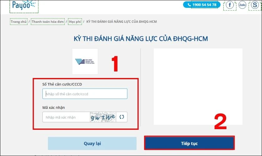 Nhập các thông tin các nhân chính xác