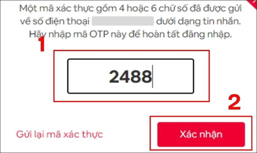 Thí sinh hãy nhập mã và bấm Xác nhận để hoàn tất